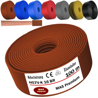 Immagine prodotto di Cavo di alimentazione H07 V-K BR, marrone, con un conduttore da 16 mm², flessibile. Lunghezza: 100 metri
