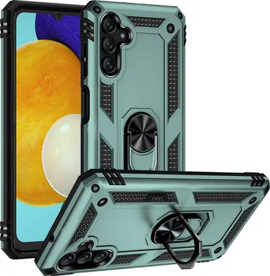 Produktbild von Galaxy A13 5G Hülle, Dual Layer Militäre Fallschutz Schutzhülle mit Ringhalterung Ständer für Samsung Galaxy A13 5G Grün