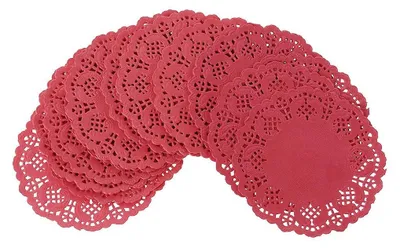 Papier-Spitzenuntersetzer, rot, 100 Stück, 8,9 cm, rund
