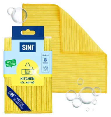 Obrázok produktu pre SINI Mikrovláknový utierka do kuchyne – čistiaca utierka na kuchyňu a povrchy, odstraňuje mastnotu, vysoko savý, nezanecháva šmuhy, 30x30 cm, vyrobený z recyklovaného materiálu