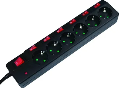 Image de LogiLink multiprise 6x avec interrupteur individuel et principal pour ON/OFF (1 blister)