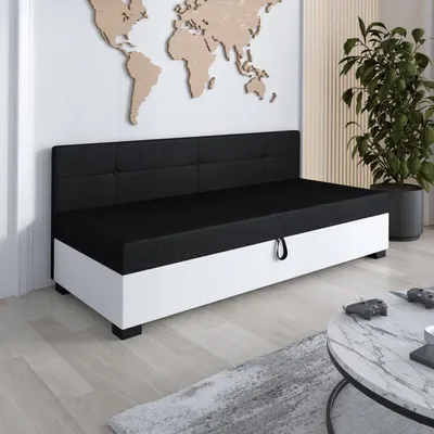 Produktbild von Einzelbett 80x195 LEJLA BIZ 1 mit Stauraum - schwarz/weiß