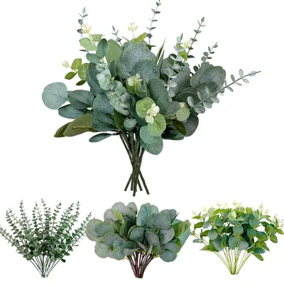 Produktbild von 30 künstliche Eukalyptuspflanzen, getrocknete Eukalyptuspflanzen, Trockenblumen, Zierpflanzen für Hochzeiten, Partys, Tischdekoration zu Hause, Blumenarrangements (A)