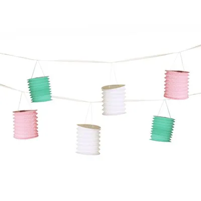 Immagine prodotto di Ghirlanda decorativa 3,6 m bianco/menta/rosa "Pastel" con 8 lanterne