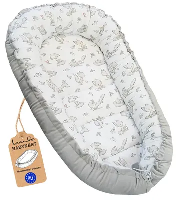 Produktbild von LEANBE Babynest Kokon aus Baumwolle & Velours - Grau