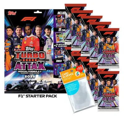 Image de Lot comprenant Turbo Attax Formule 1 2026 : 1 paquet de démarrage + 10 boosters + des pochettes de collection exclusives