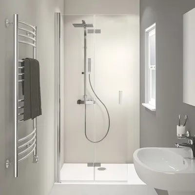 Produktbild von Walk In Drehfalttür Breuer Panorama 90 cm Anschlag links Klarglas Profilfarbe chrom
