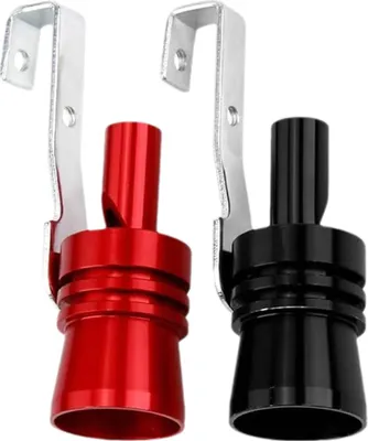 Produktbild von 2 Stück Turbo Sound Whistler Blow Pop Off Pfeife, Aluminium Auto Turbo Sound Auspuff Whistle XL (Schwarz + Rot)