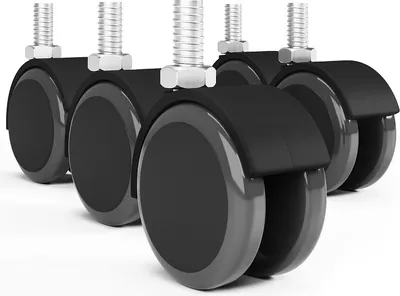 Produktbild von Hartbodenrolle Ø50mm mit Gewindestift Lenkrolle Ersatzrolle geräuscharm Bürostuhlrolle 10mm Ohne Bremse 5er Pack