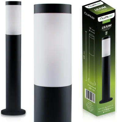 Produktbild von LUMILED Stojacia lampa Vonkajšie svietidlo 65cm Bollard Light IP44 Nerezová oceľ E27 Záhradné svetlo Čierna stojaca lampa Svetlo na cestu Vonkajšia lampa Stojaca lampa Vonkajšie stojace svetlo