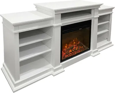 Produktbild von Elektrischer Kamin Aramengo, Elektroherd, Elektrischer Wandherd, Moderner Kamin, Italy, 179x48 h81 cm, Weiß