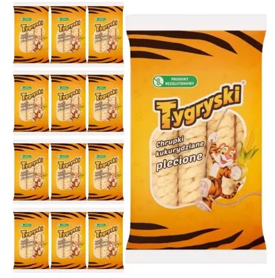 Produktbild von Tygryski Geflochtene Maisflips, 70 g, 12er-Pack