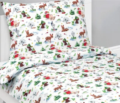 Produktbild von Kinderbettwäsche - Weihnachten - Weiß, Grün, Rot - 140x200, 70x90