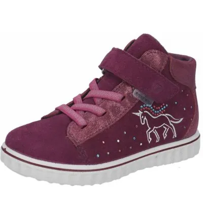 Produktbild von RICOSTA magischen Boots JEANNIE echt Leder Rauleder Schnürung Klettverschluss Textilfutter merlot Rot Einhorn Glitzerperlen Größe 32