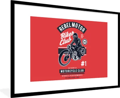 Produktbild von MuchoWow® MuchoWow® Gerahmtes Poster Motorrad - Mann - Retro - Zitat 90x60 cm - Poster mit zchwarzem Bilderrahmen - Wanddekoration - Fotos