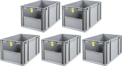 Produktbild von SparSet 5x Eurobox NextGen Insight Cover | HxBxT 32x40x60 | 65 Liter | Hoch/Gelb | Eurobehälter, Transportbox, Transportbehälter, Stapelbehälter