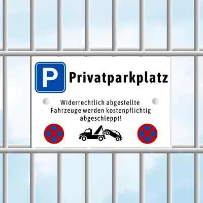 Produktbild von Zaunschild - Privatparkplatz - Perfekt für Doppelstabmattenzäune Verzinkt