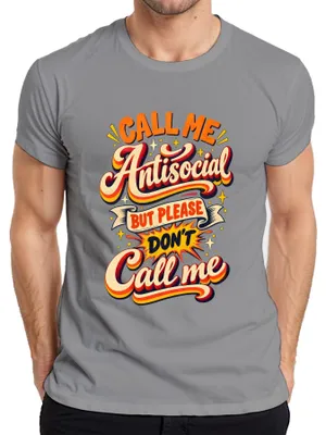 Zdjęcie produktu dla Koszulka męska "Call Me Antisocial But Please Don't Call Me Lustig", kolor szary, rozmiar XXL