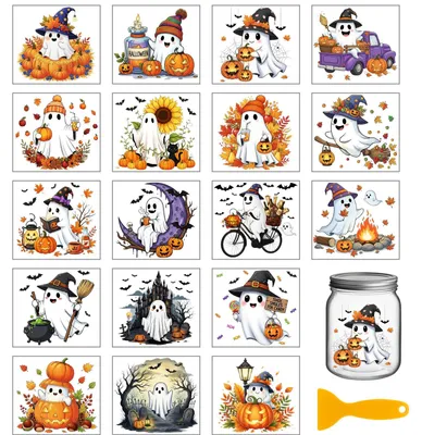 Productafbeelding van 18 Bladen Halloween Transferstickers voor Decoratie 10x9 cm