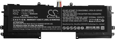 Immagine prodotto di TECHTEK Batteria notebook compatibile con [Dell] Schenker S306, TU131, U13S881, XPS 13-8808, XPS 13D-8808, XPS13 8808, XPS13D-2501, XPS13D-2508, XPS1