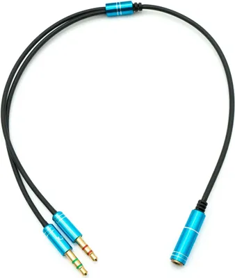 Produktbild von SYSTEM-S Audio Y Kabel 30 cm Stereo AUX Klinke 3,5mm Buchse zu 2x Stecker Adapter Schwarz