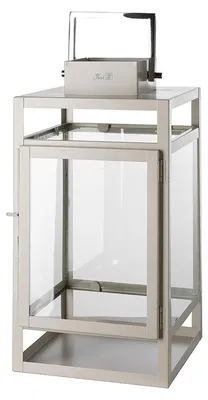 Produktbild von FINK Laterne KENIA mit Glas - Windlicht aus Eisen pulverbeschichtet und Edelstahl, beige, H 37 cm, Terrassendeko