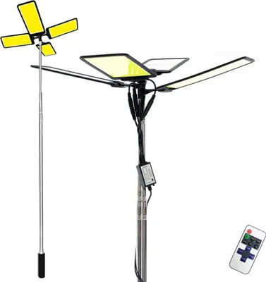 Produktbild von Kempinkové svítidlo Wiltec V2 LED reflektor 115W 11224 lumenů s teleskopickou tyčí a výškově nastavitelným držákem pro připojení k 12V zdroji napájení pro kempování, outdoorové aktivity, staveniště a nouzové situace