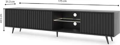Produktbild von Selsey TV-Lowboard Bello, Schwarz, mit schwarzen Beinen, 175 cm breit