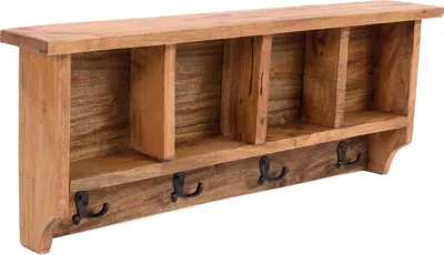Produktbild von RUSTIKALE WANDGARDEROBE mit Fächern "VINTAGE 70" | 70x27x11cm(BxHxT) | Farbe: 08 honigfarben gewachst
