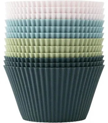 Produktbild von Silikon Muffinformen 12er Set 4 Farben BPA-frei Wiederverwendbar für Kuchen & Pudding