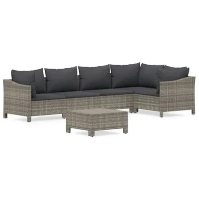 Obrázok produktu pre vidaXL 6-dielna záhradná súprava s vankúšmi Grey Poly Rattan