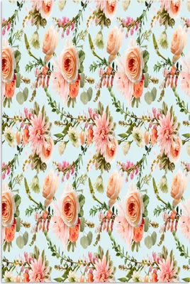Produktbild von MuchoWow® Poster Blumen - Muster - Rosen 20x30 cm - Papierdruck