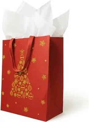 Zdjęcie produktu dla Torba KRAFT 250x130x330mm Czerwona Na Prezenty Świąteczne i Upominki