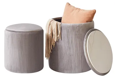 Image de Ensemble de 2 poufs ronds avec rangement