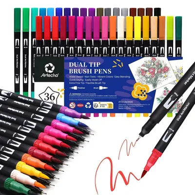 Produktbild von Dual Brush Pen Set 36 Farben, Filzstifte Dicke und Dünne, Pinselstifte für Bullet Journal, Kalligraphie, Manga, Malbücher, Handlettering