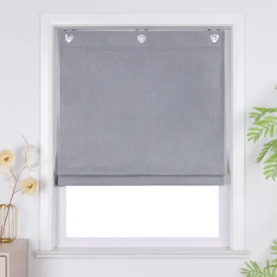 Produktbild von Joyswahl Raffrollo ohne Bohren Verdunkelungsrollo Blickdichte Raffgardine mit Hakenaufhängung für Schlafzimmer Wohnzimmer Hellgrau BxH: 140x140cm