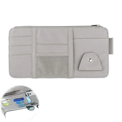 Productafbeelding van Auto zonneklep organizer - Auto zonnekleppentas - Met rits - Opbergtas voor kaarten, rijbewijs, contant geld en pennen