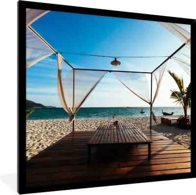 Produktbild von MuchoWow® Gerahmtes Poster Strand - Himmel - Meer 40x40 cm - Poster mit Schwarzem Bilderrahmen Wandposter Rahmen Foto Bilder - Mit Rahmen - Wanddekoration Schlafzimmer