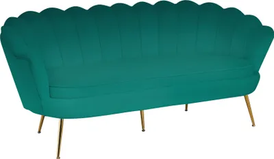 Produktbild von SalesFever Muschel-Sofa | 3-Sitzer | Bezug Samt-Stoff | Gestell Metall goldfarben | B 180 x T 76 x H 78 cm | grün