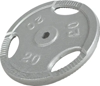 Produktbild von GORILLA SPORTS® Hantelscheiben - 20kg Gewichte, Tri-grip, 30mm, Gusseisen, Silber - Gewichtsscheiben, Hanteln Set