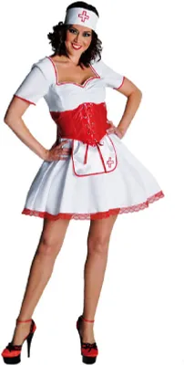 Produktbild von M211123-S weiß-rot Damen Krankenschwester Kostüm Nurse Outfit Gr.S