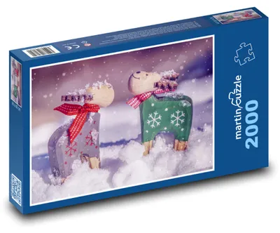 Zdjęcie produktu dla Puzzle 2000 Reniferowa dekoracja w śniegu - martinpuzzle