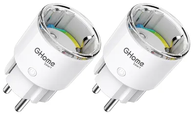 Produktbild von Smarte Steckdose, Wi-Fi-Steckdose, Sprachsteuerung mit /, Energieüberwachung, Mini-Timer, Fernbedienung über App, 2500 W, 10 A, 2 Stück
