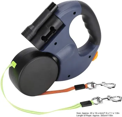 Produktbild von Doppelleine Hundeleine, Einziehbare Hundeleine Doppelleine für Zwei Hunde Hundeleine 2 Hunde Doppelleine für Hunde Keine Verwicklung Reflektierend Hundeleine bis 40kg