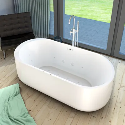 Produktbild von freistehende Badewanne F26 170x80cm Whirlpool Luft & Wasser mit Armatur AF02