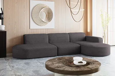 Produktbild von Ecksofa Designer, Sofa L form MODENA stoff Poso Dunkelgrau Rechts