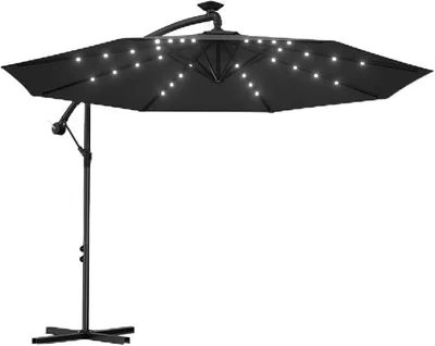 Imagen del producto de Parasol para jardín, con manivela, diámetro de 300/350 cm. Parasol para exteriores, protección UV 50+, inclinable. Parasol con manivela, ideal para mercados. Impermeable, con tejido repelente al agua