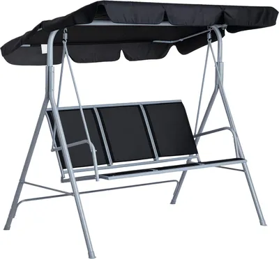 Produktbild von Outsunny Hollywoodschaukel 3-Sitzer Schaukelbank Gartenschaukel mit Dach Schwarz