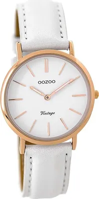 Produktbild von Oozoo Leder Damen Uhr Analog Quarzuhr Armband weiß Vintage Series D2UOC9317