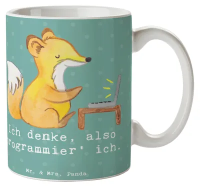Produktbild von Mr. & Mrs. Panda Kaffeetasse Denker Softwareentwickler - Meeresbrise - Geschenk, Developer, Tasse, schöne, Geschenke mit Herz, Programmierer, Beruf, kreative, Kreativität
